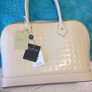 ARCADIA genuine leather satchel nude